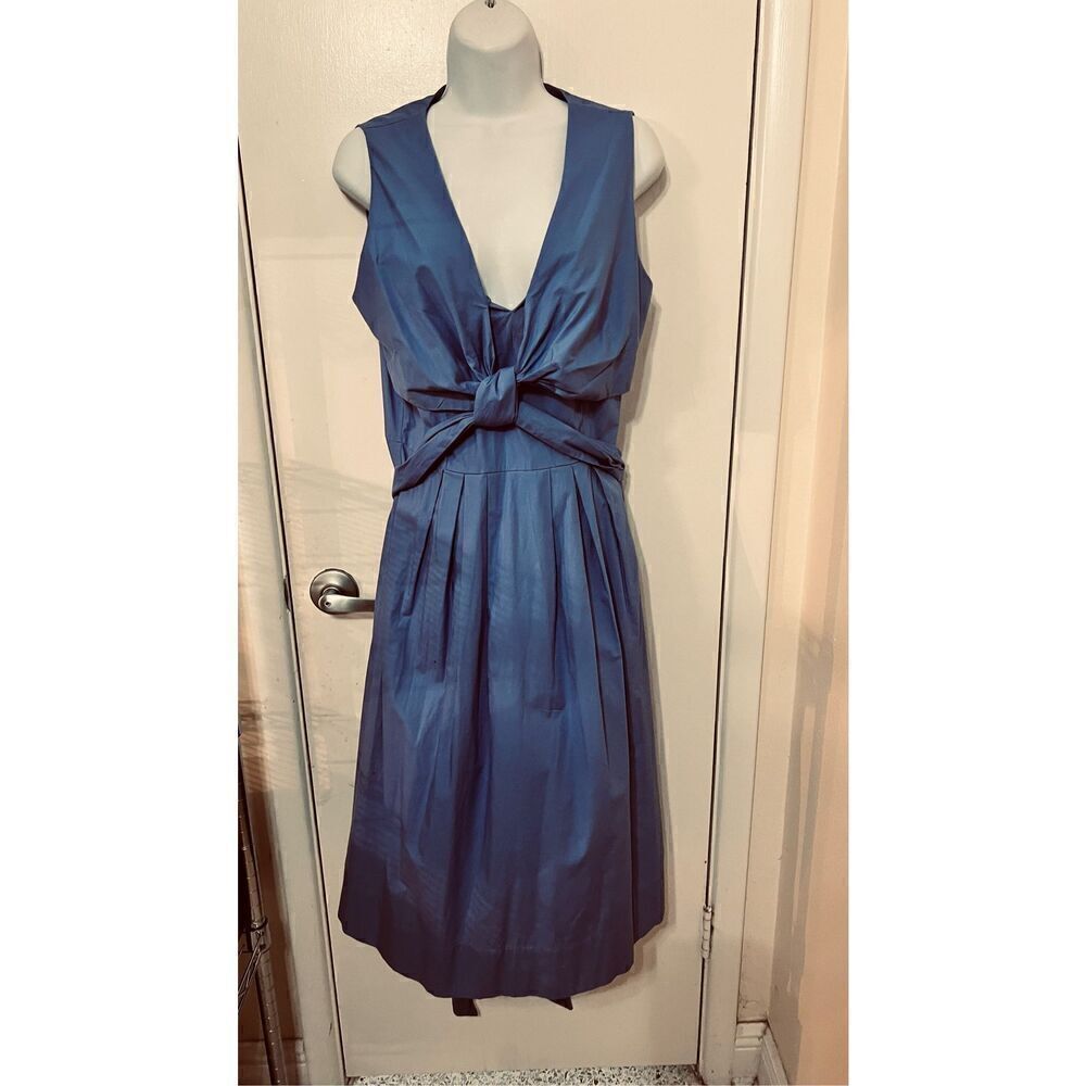 J. Crew Wrap Dress Blue Cotton Poplin Dress Size 8 New ($118) - Picture 2 of 10